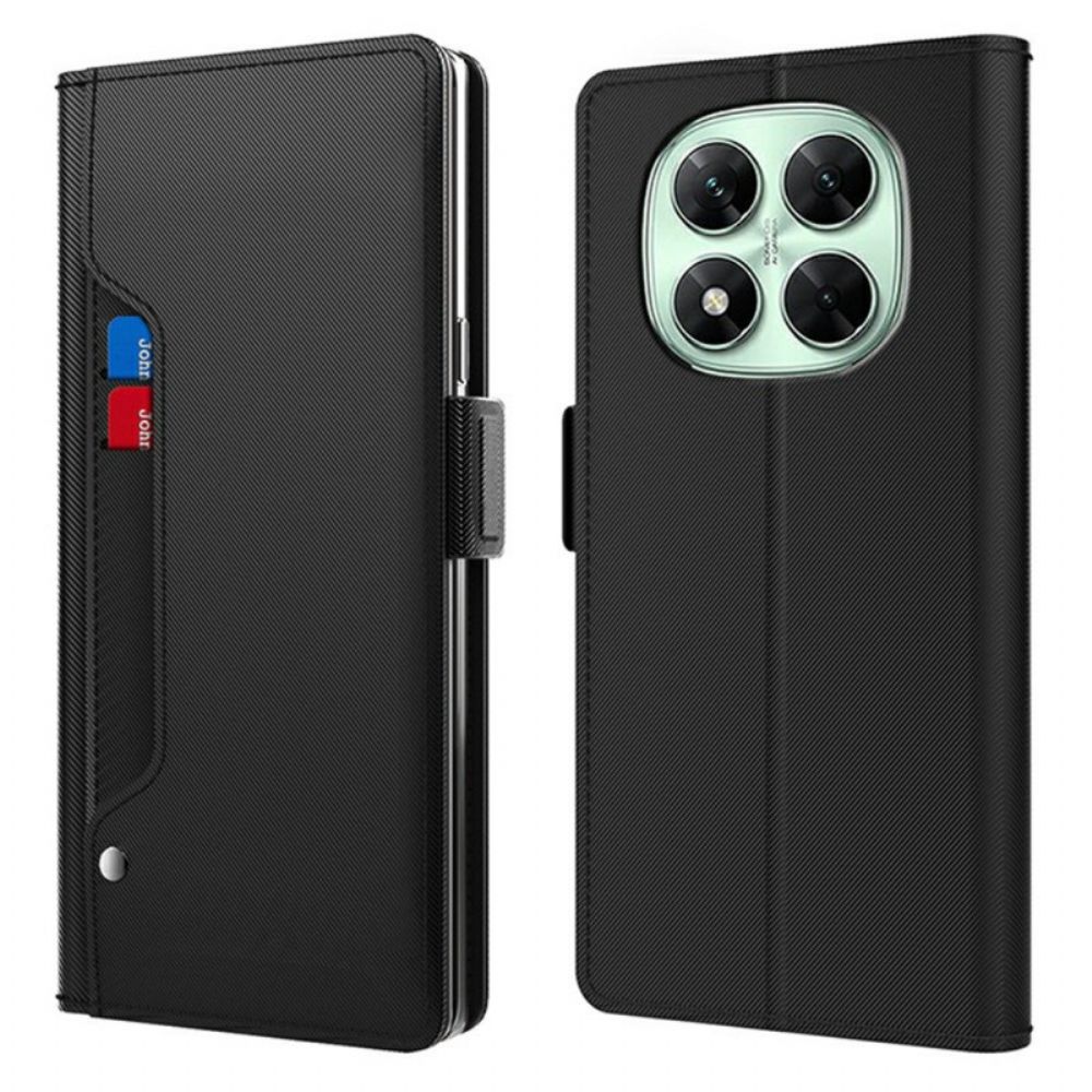 Leren Hoesje Voor Xiaomi Redmi Note 14 Pro 4g Spiegel En Verwijderbare Kaarthouder