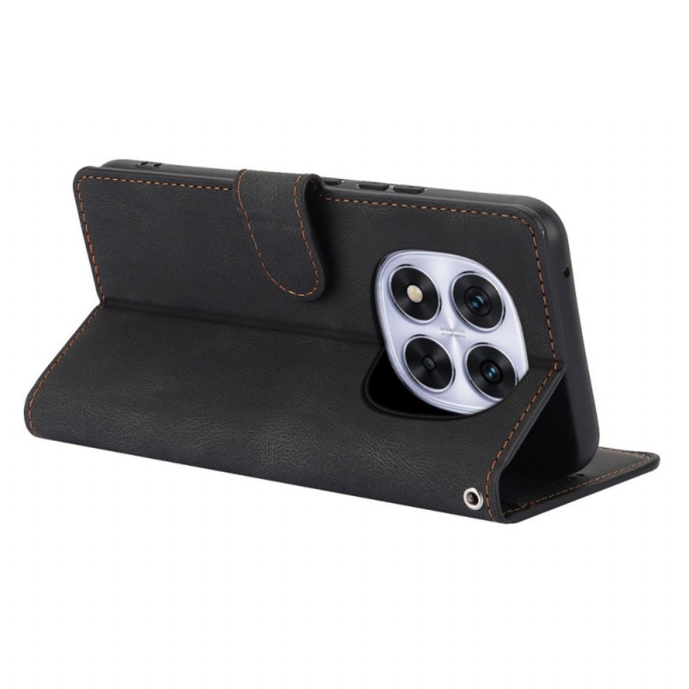 Leren Hoesje Voor Xiaomi Redmi Note 14 Pro 4g Suède-effect Met Bandje