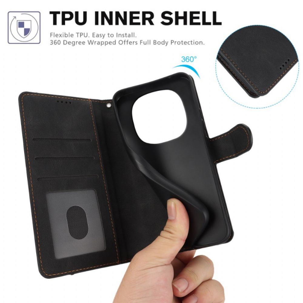 Leren Hoesje Voor Xiaomi Redmi Note 14 Pro 4g Suède-effect Met Bandje