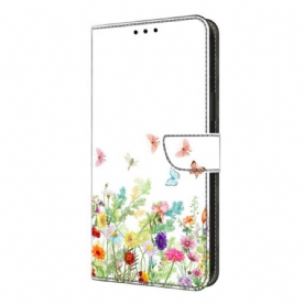 Leren Hoesje Xiaomi Redmi Note 14 Pro 4g Bloeiende Velden Bescherming Hoesje