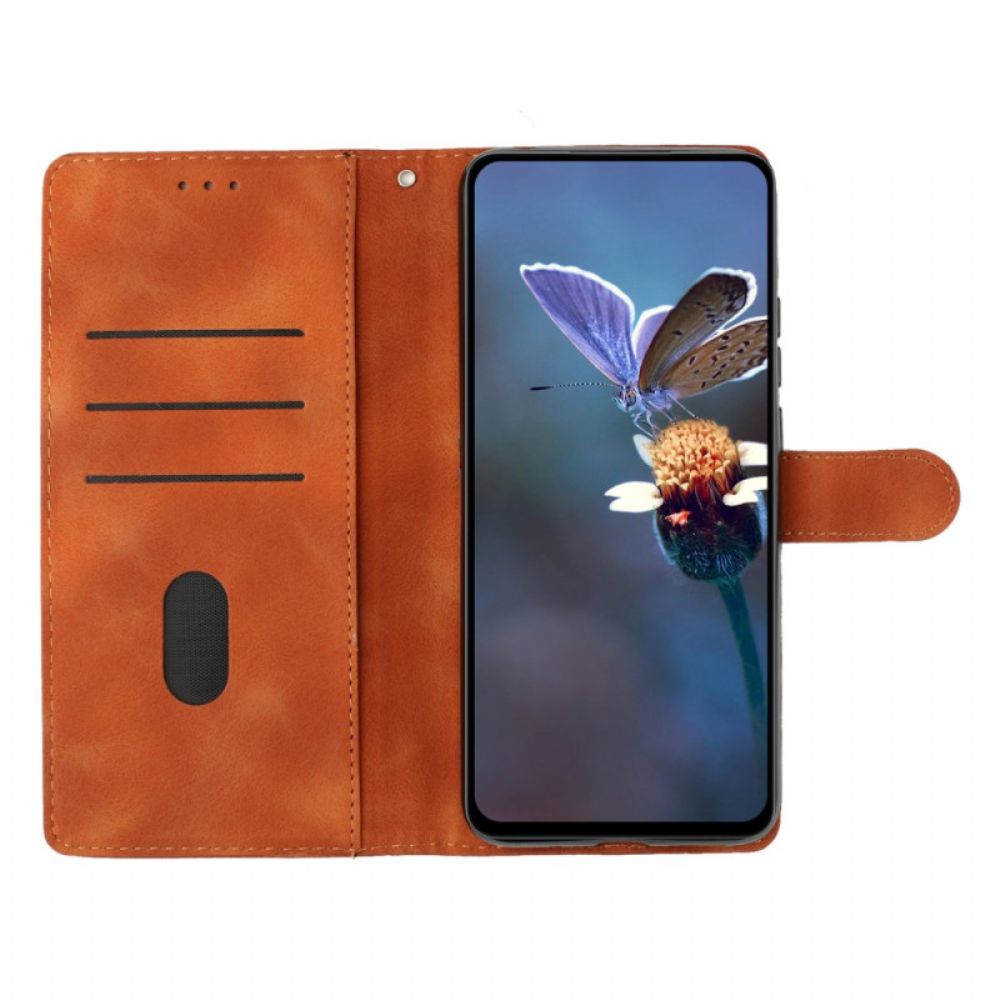 Leren Hoesje Xiaomi Redmi Note 14 Pro 4g Bloemen- En Vlinderdesign Bescherming Hoesje