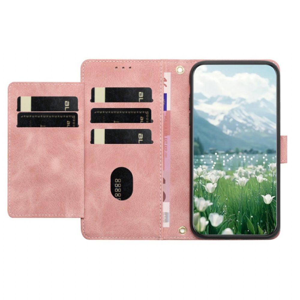 Leren Hoesje Xiaomi Redmi Note 14 Pro 4g Bloemenpatroon Met Bandje Bescherming Hoesje