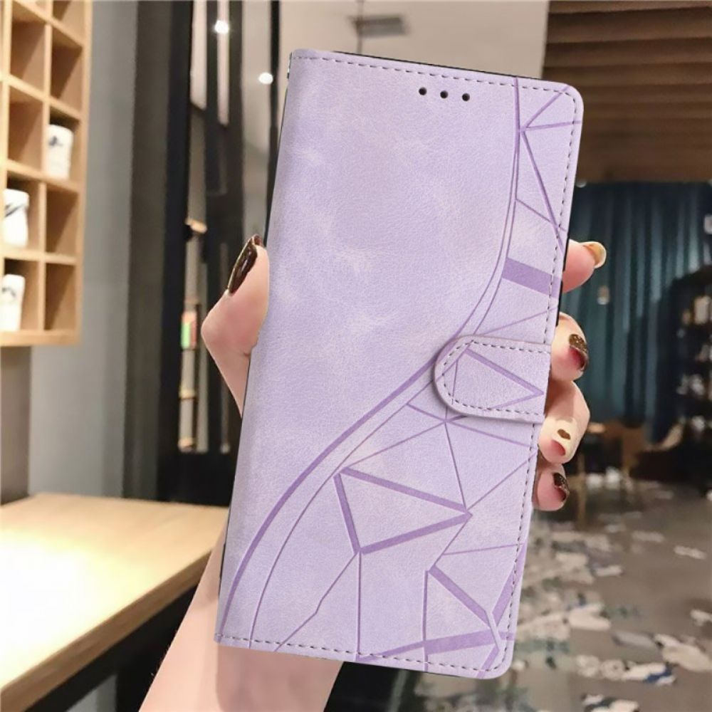 Leren Hoesje Xiaomi Redmi Note 14 Pro 4g Driehoeken Bescherming Hoesje