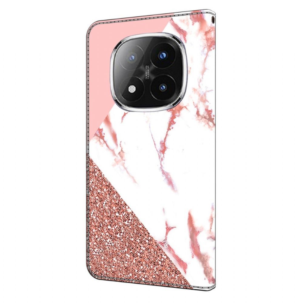 Leren Hoesje Xiaomi Redmi Note 14 Pro 4g Driehoekig Marmer Bescherming Hoesje