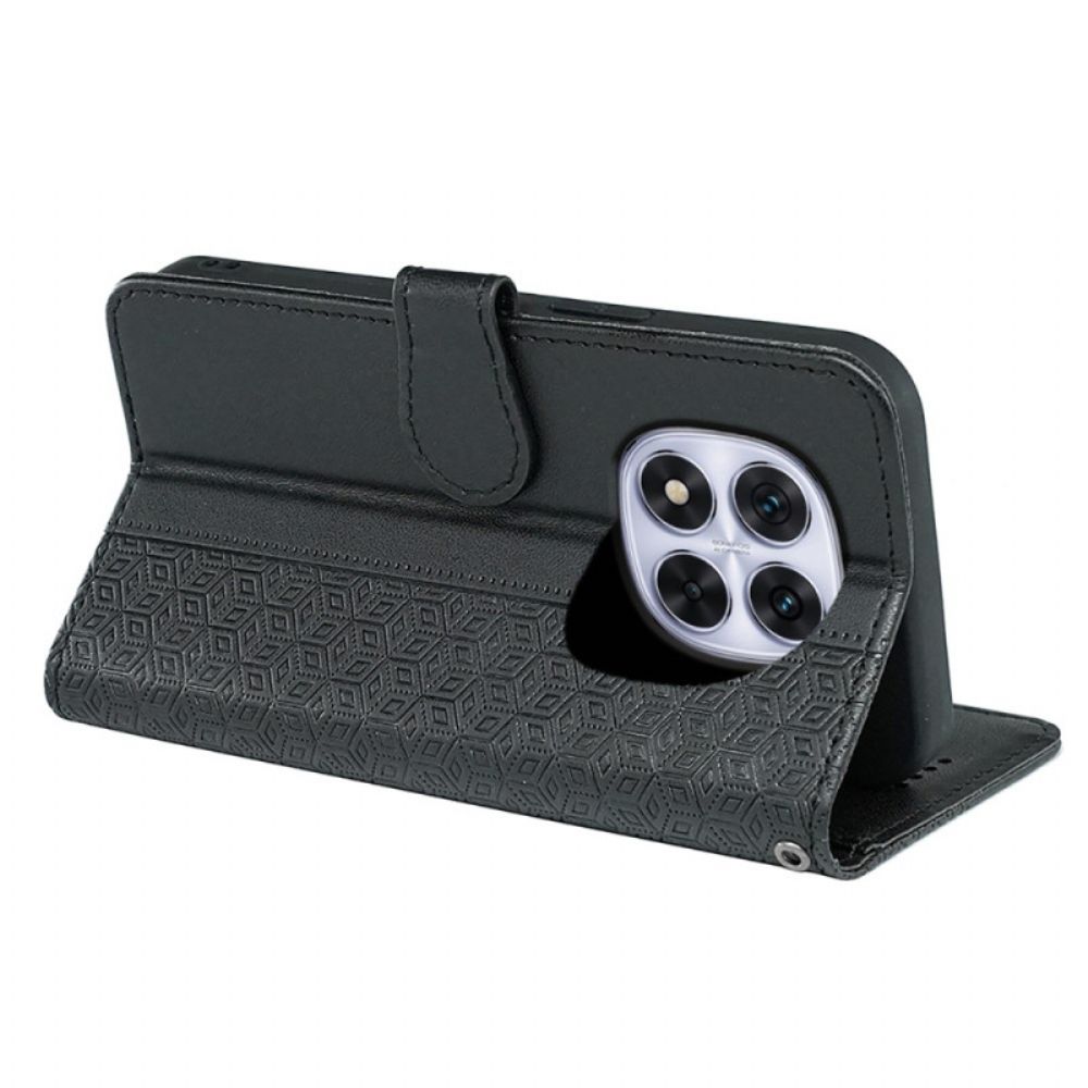 Leren Hoesje Xiaomi Redmi Note 14 Pro 4g Kubusrand En Bandje Bescherming Hoesje