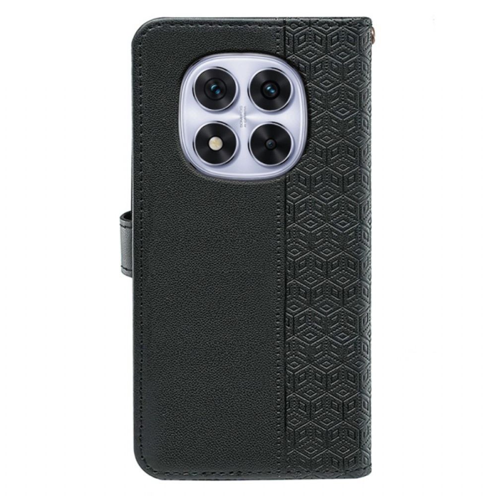 Leren Hoesje Xiaomi Redmi Note 14 Pro 4g Kubusrand En Bandje Bescherming Hoesje