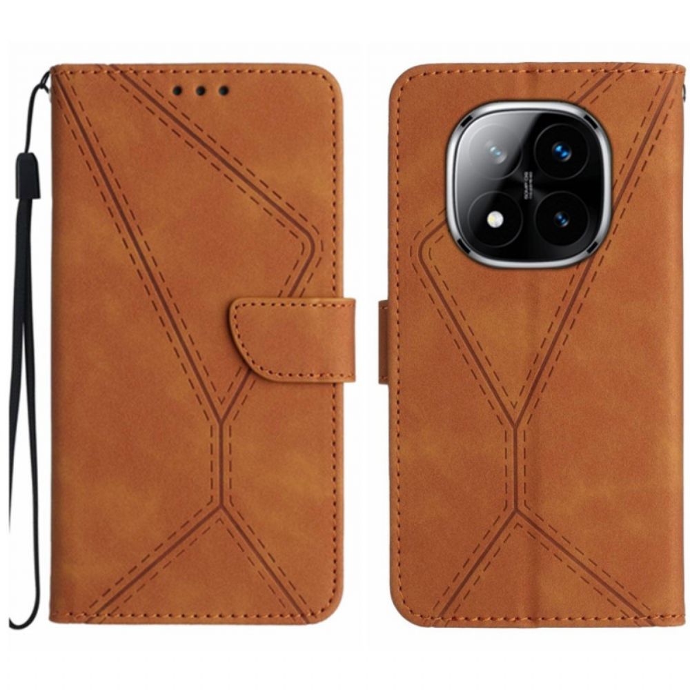 Leren Hoesje Xiaomi Redmi Note 14 Pro 4g Lijnen En Strepen Bescherming Hoesje