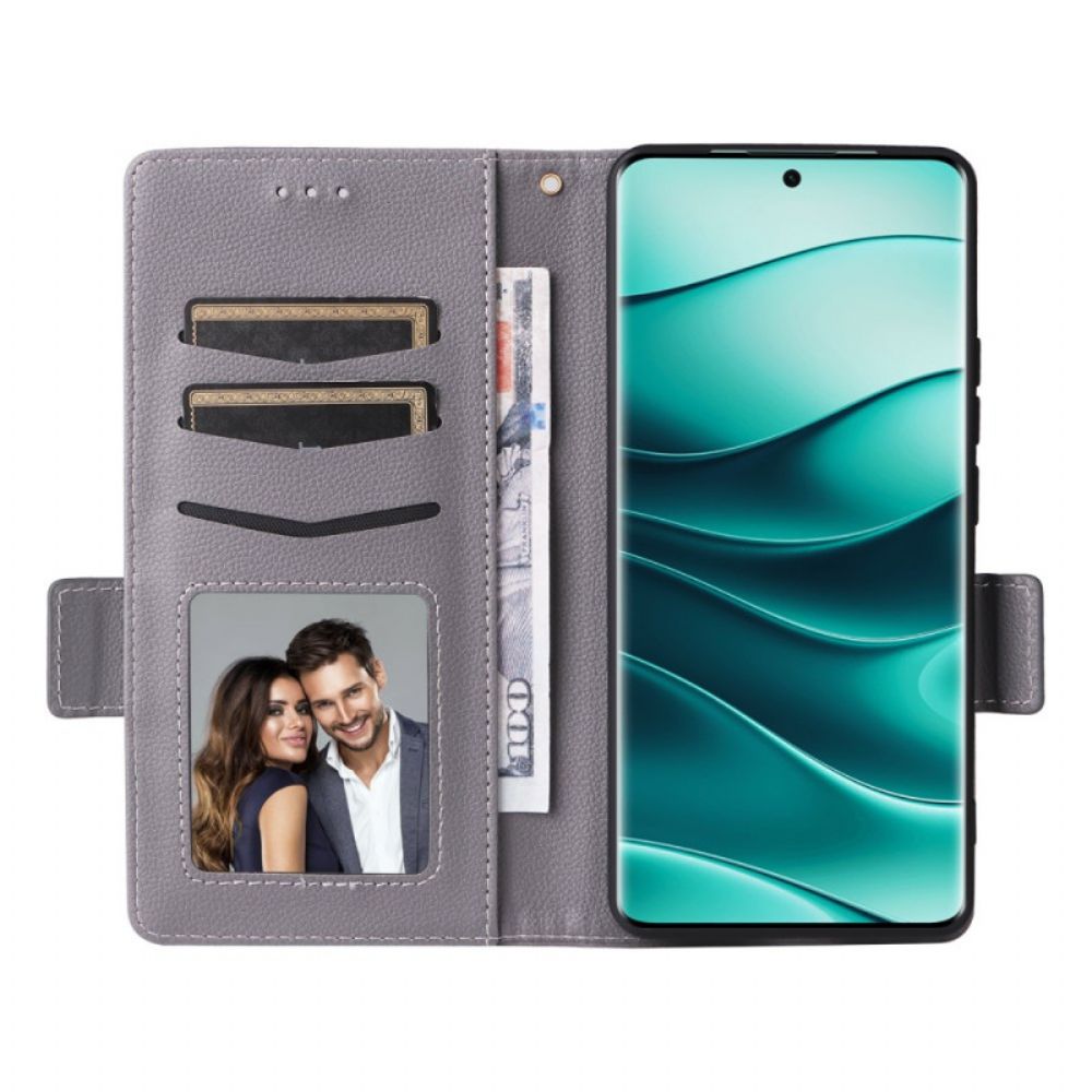 Leren Hoesje Xiaomi Redmi Note 14 Pro 4g Lychee Kunstleren Bandje Bescherming Hoesje