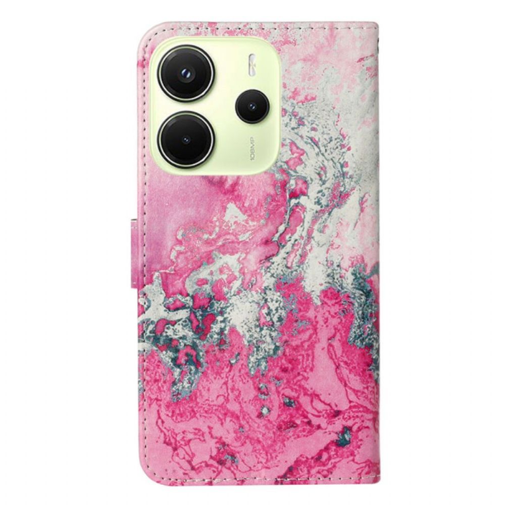 Leren Hoesje Xiaomi Redmi Note 14 Pro 4g Roze Marmer