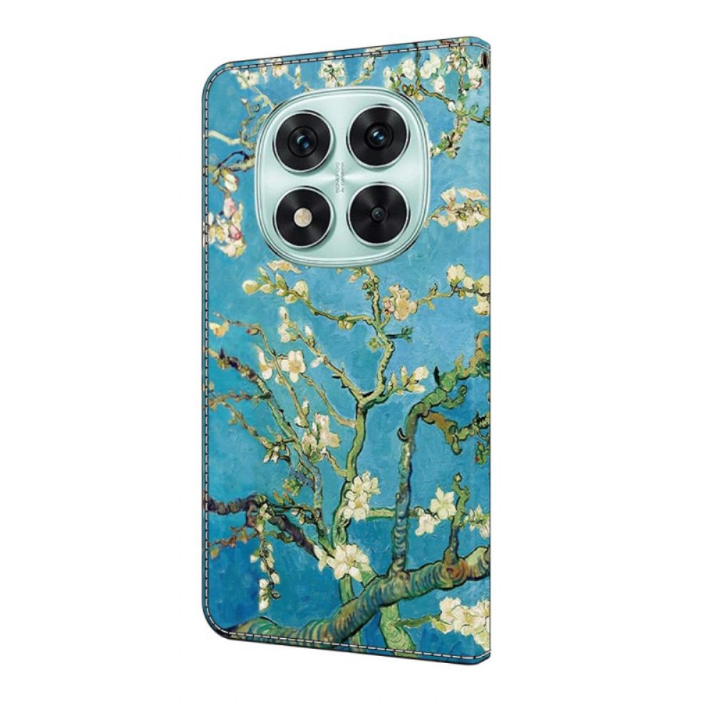 Leren Hoesje Xiaomi Redmi Note 14 Pro 4g Witte Takken Bescherming Hoesje