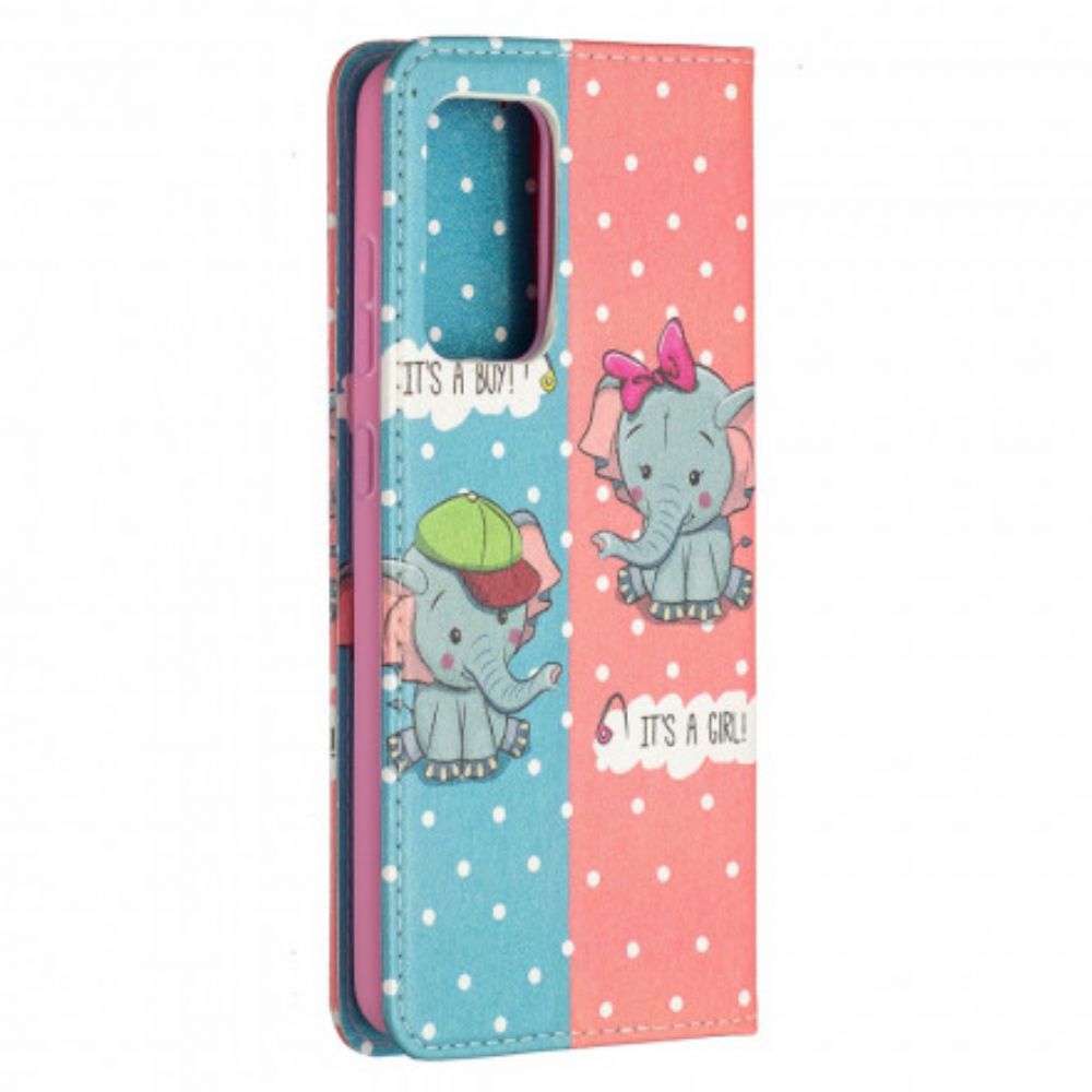 Bescherming Hoesje voor Samsung Galaxy A52 4G / A52 5G / A52s 5G Folio-hoesje Baby Olifanten