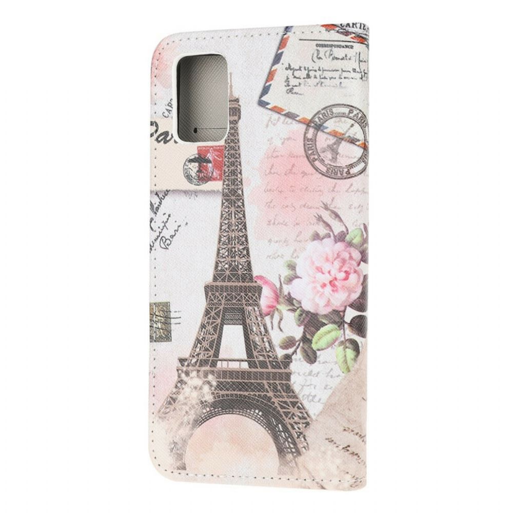 Folio-hoesje voor Samsung Galaxy A52 4G / A52 5G / A52s 5G Retro Eiffeltoren
