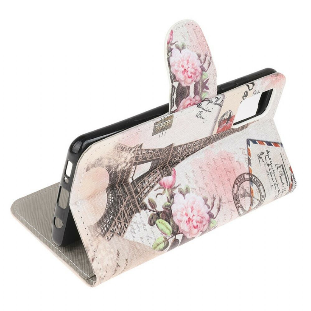 Folio-hoesje voor Samsung Galaxy A52 4G / A52 5G / A52s 5G Retro Eiffeltoren