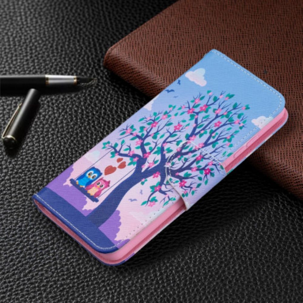 Folio-hoesje voor Samsung Galaxy A52 4G / A52 5G / A52s 5G Uilen Op De Schommel