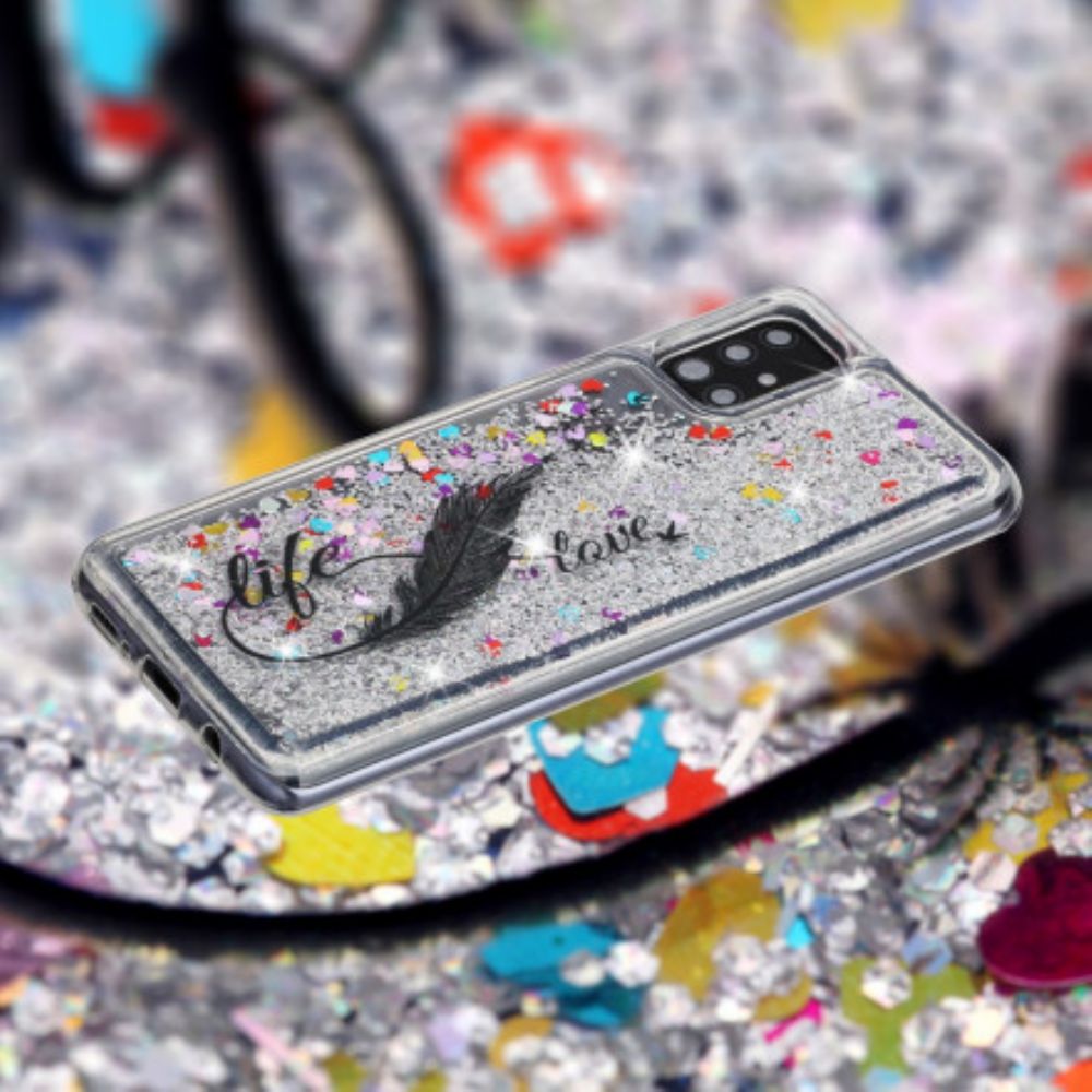 Hoesje voor Samsung Galaxy A52 4G / A52 5G / A52s 5G Leven En Liefde Glitter