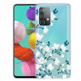 Hoesje voor Samsung Galaxy A52 4G / A52 5G / A52s 5G Witte Bloemen