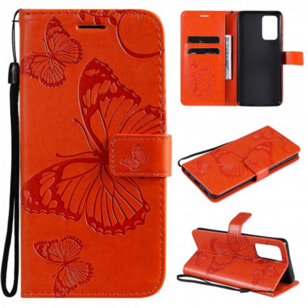 Leren Hoesje voor Samsung Galaxy A52 4G / A52 5G / A52s 5G Met Ketting Reusachtige Vlinders Met Bandjes