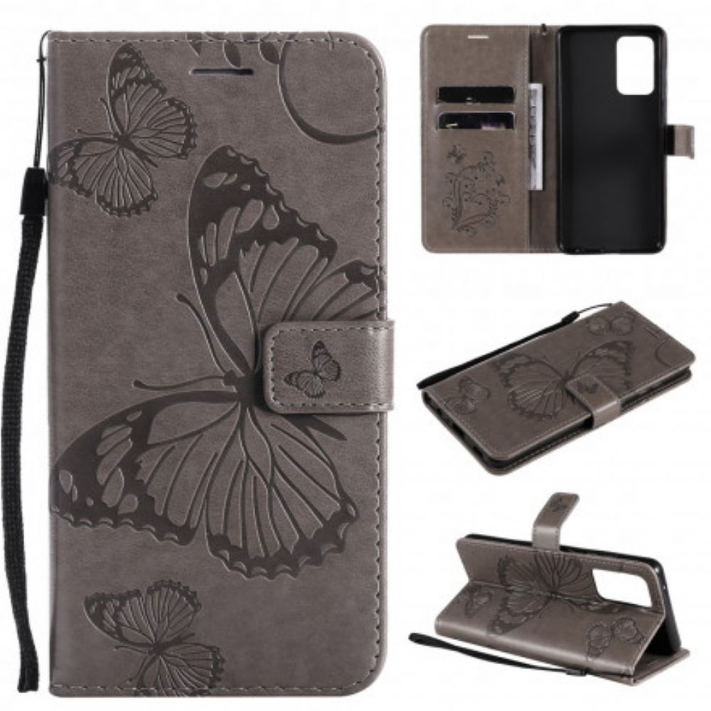 Leren Hoesje voor Samsung Galaxy A52 4G / A52 5G / A52s 5G Met Ketting Reusachtige Vlinders Met Bandjes
