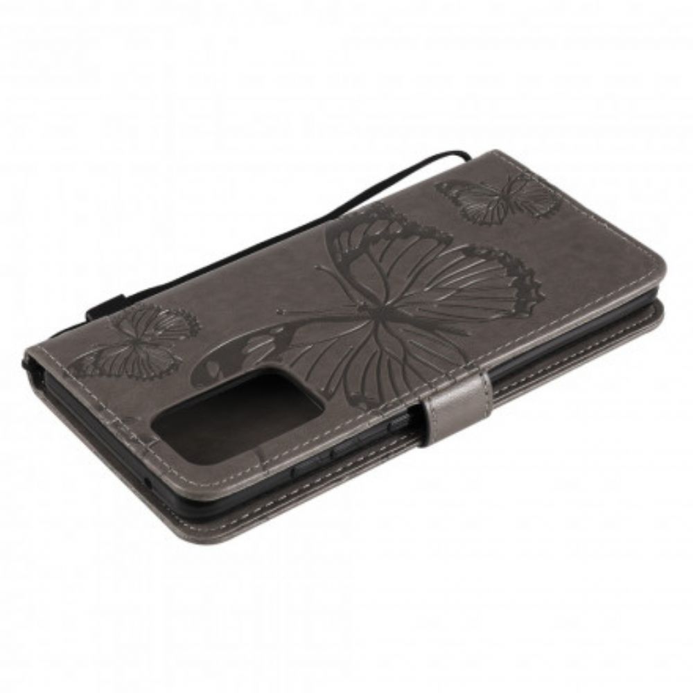Leren Hoesje voor Samsung Galaxy A52 4G / A52 5G / A52s 5G Met Ketting Reusachtige Vlinders Met Bandjes