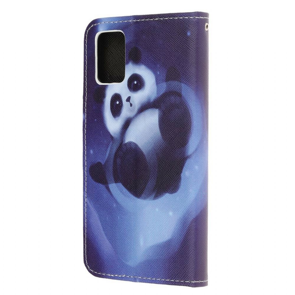 Leren Hoesje voor Samsung Galaxy A52 4G / A52 5G / A52s 5G Met Ketting Thong Space Panda