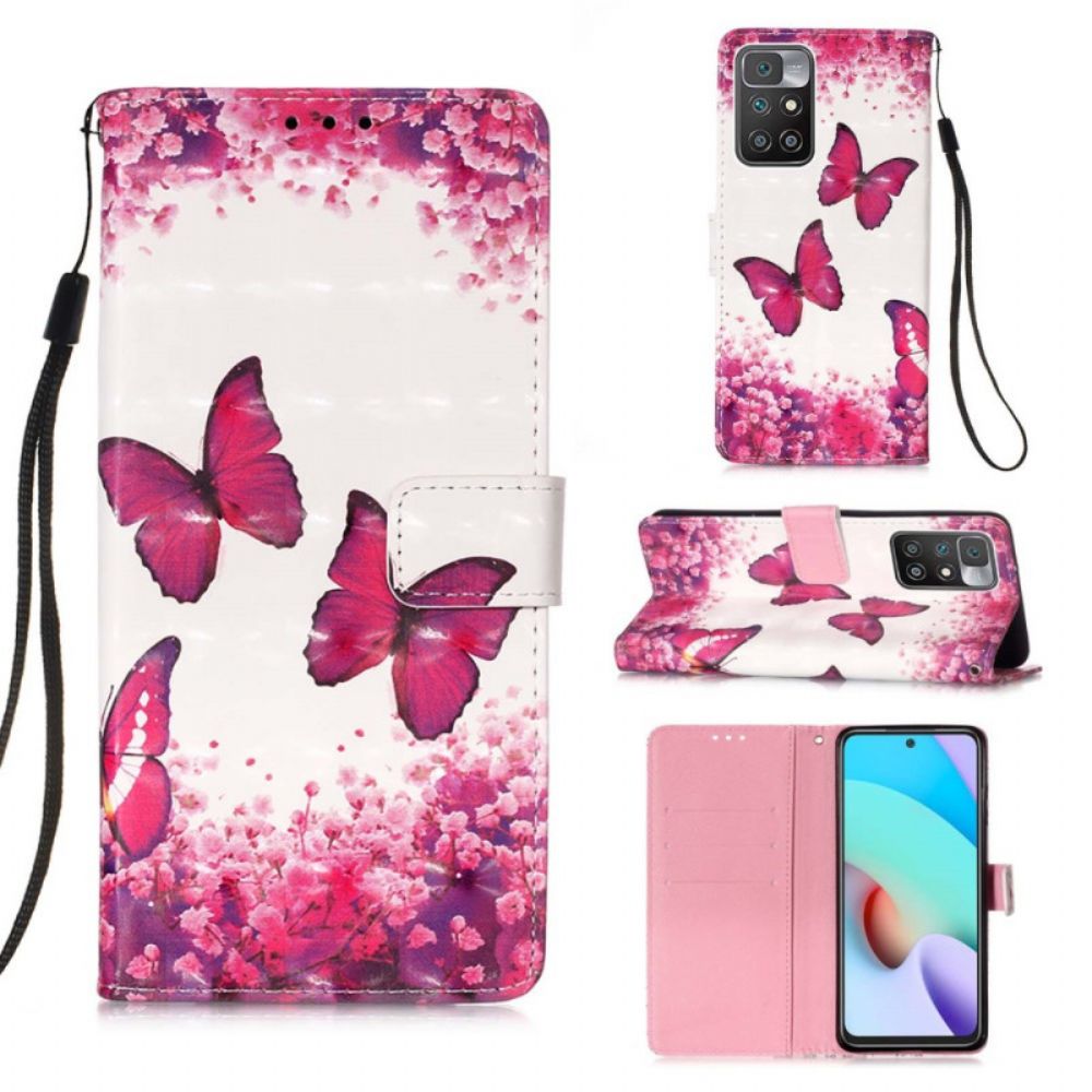 Flip Case voor Xiaomi Redmi 10 Rode Vlinders