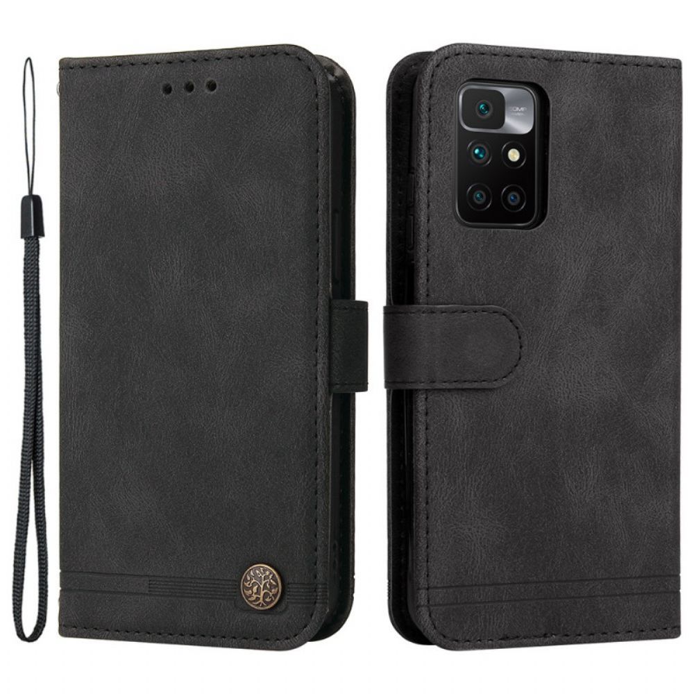 Folio-hoesje voor Xiaomi Redmi 10 Faux Lederen Klinknagel En Riem