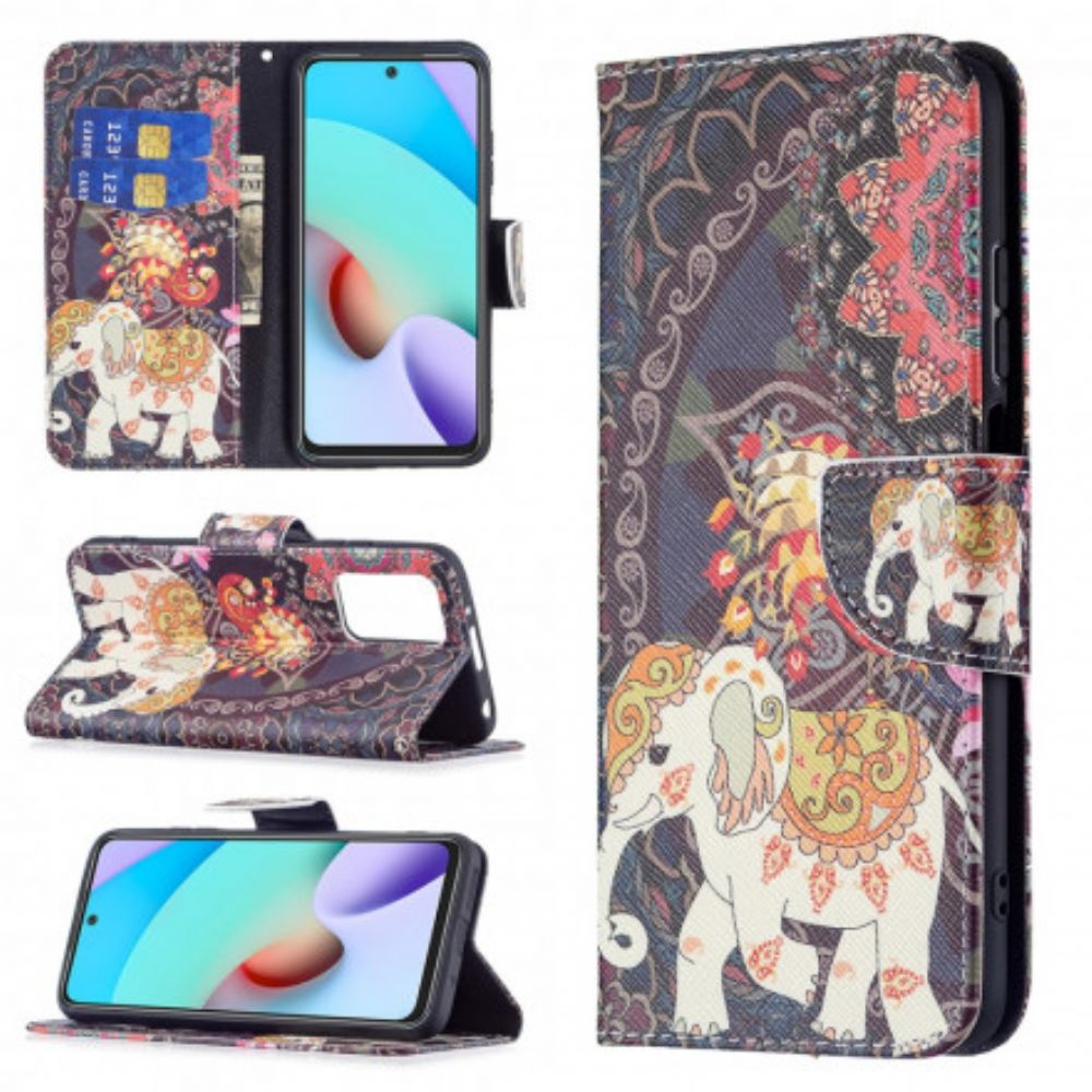 Folio-hoesje voor Xiaomi Redmi 10 Indiase Olifanten