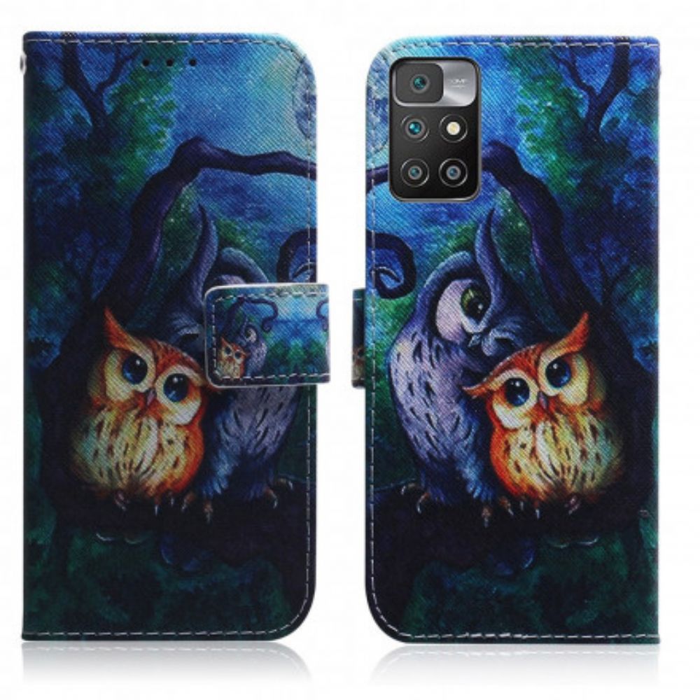 Folio-hoesje voor Xiaomi Redmi 10 Uilen Schilderen