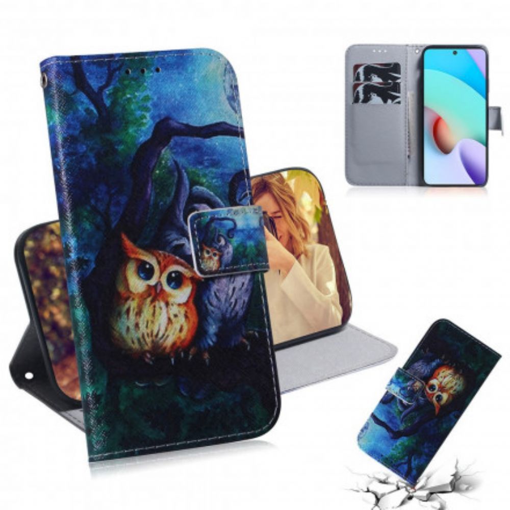 Folio-hoesje voor Xiaomi Redmi 10 Uilen Schilderen