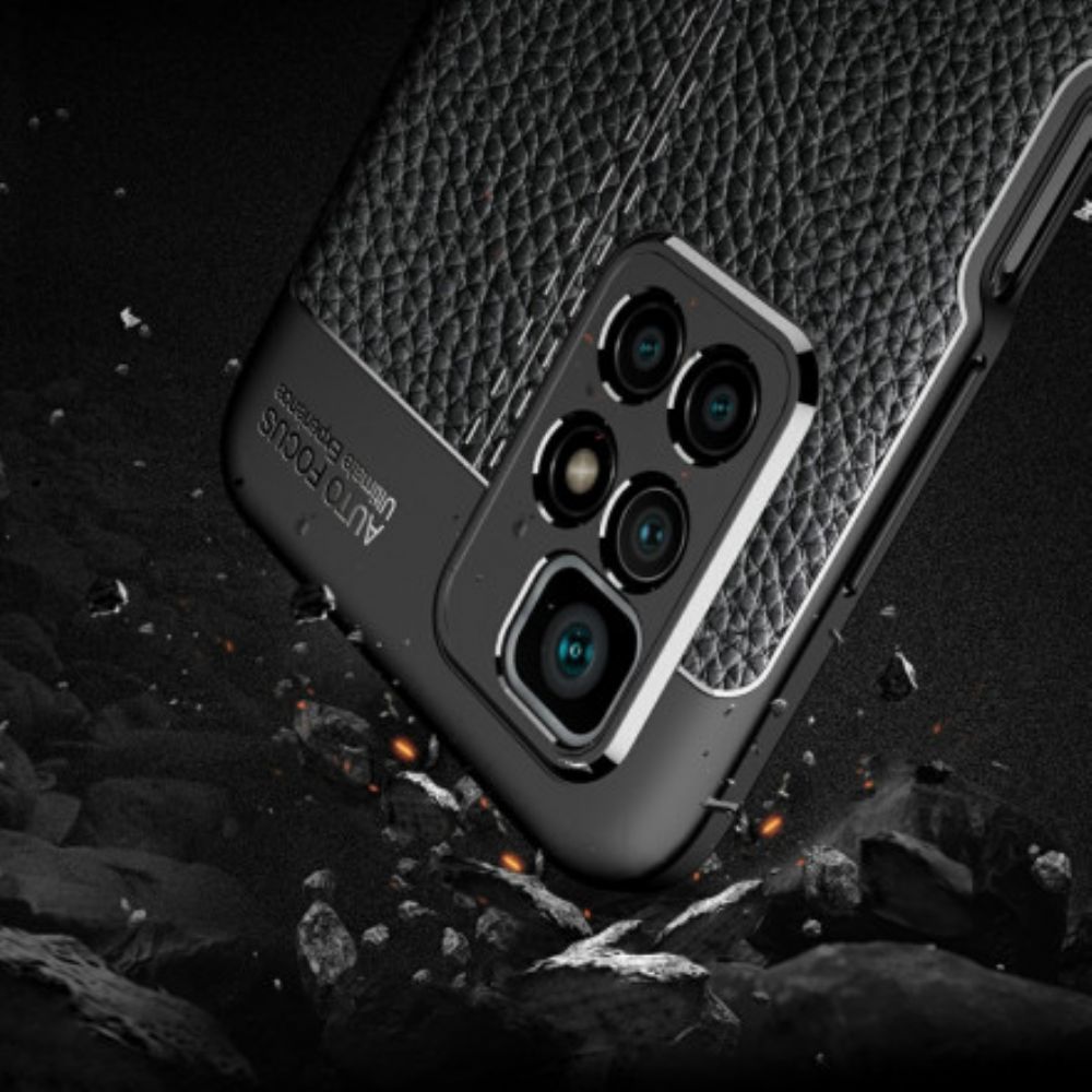 Hoesje voor Xiaomi Redmi 10 Dubbele Lijn Litchi Leder Effect