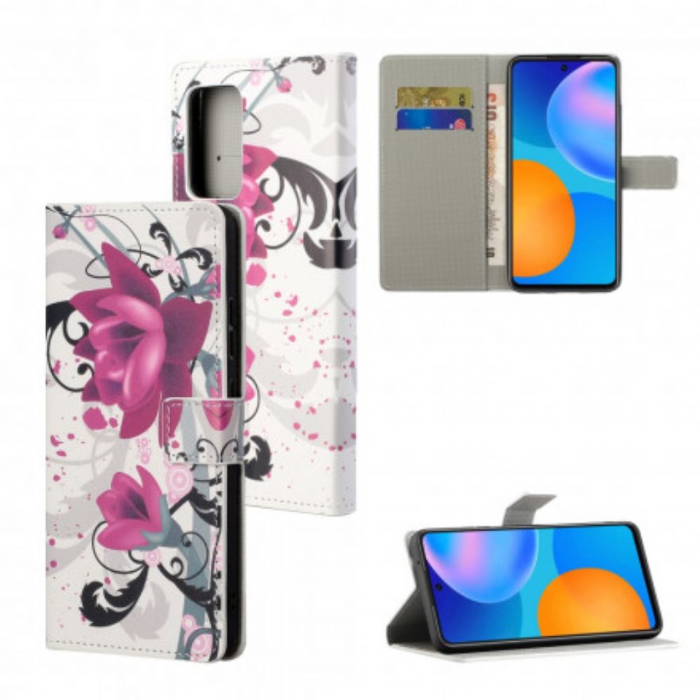 Leren Hoesje voor Xiaomi Redmi 10 Tropische Bloemen