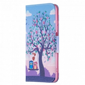 Leren Hoesje voor Xiaomi Redmi 10 Uilen Op De Schommel