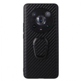 Hoesje voor Honor Magic 4 Pro Koolstofvezel Met Steunring