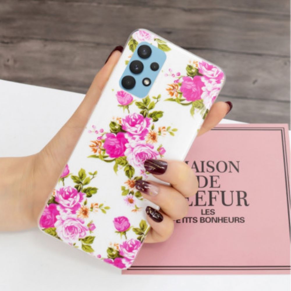 Hoesje voor Samsung Galaxy A32 4G Fluorescerende Vrijheidsbloemen