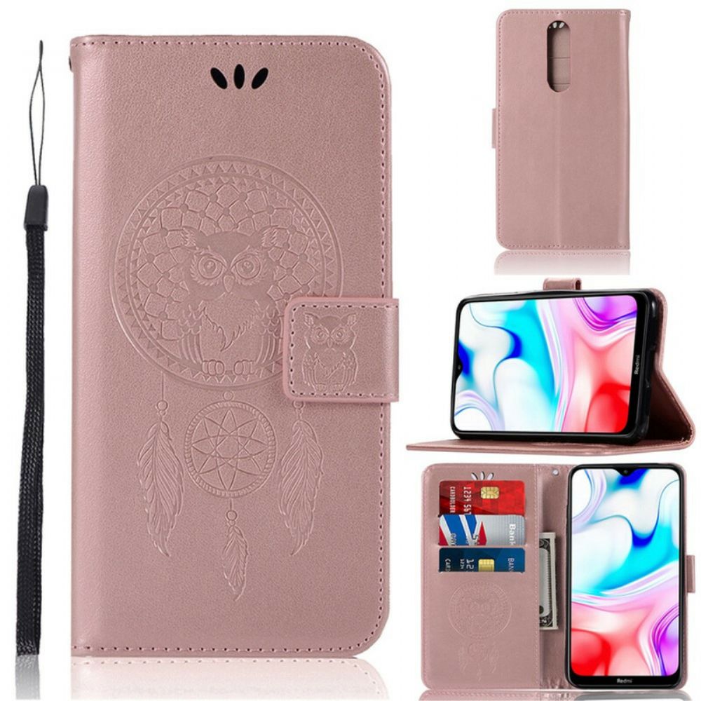 Folio-hoesje voor Xiaomi Redmi 8 Lederen Effect Dromenvanger Uil