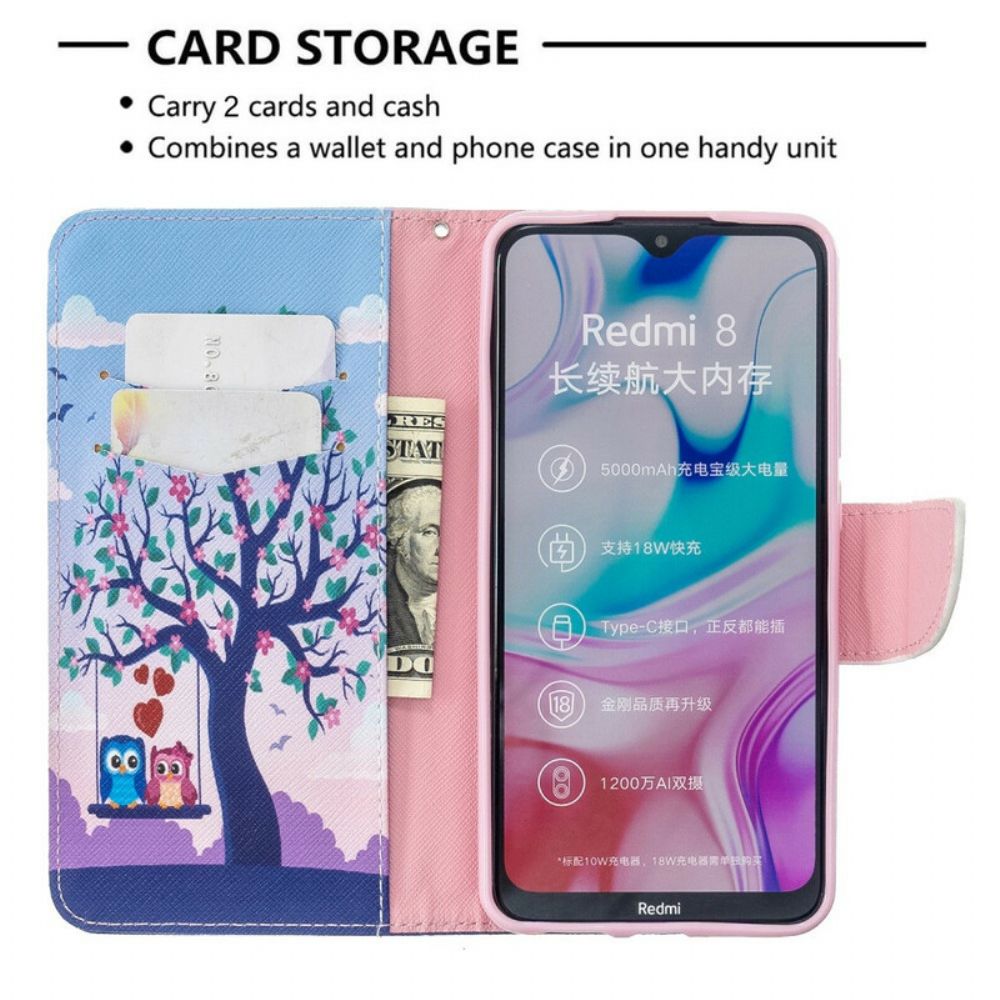 Folio-hoesje voor Xiaomi Redmi 8 Uilen Op De Schommel