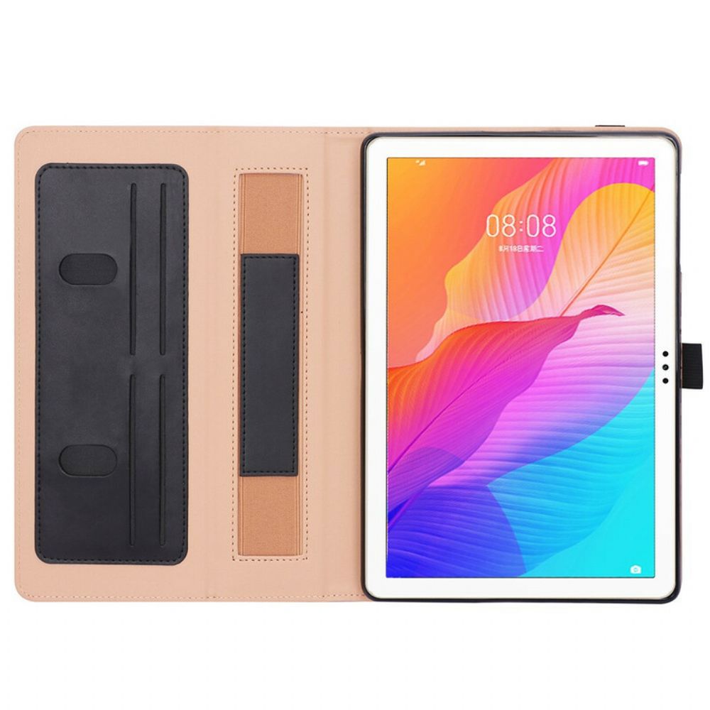 Cover voor Huawei MatePad T 10s Lederen Stijl Met Riem