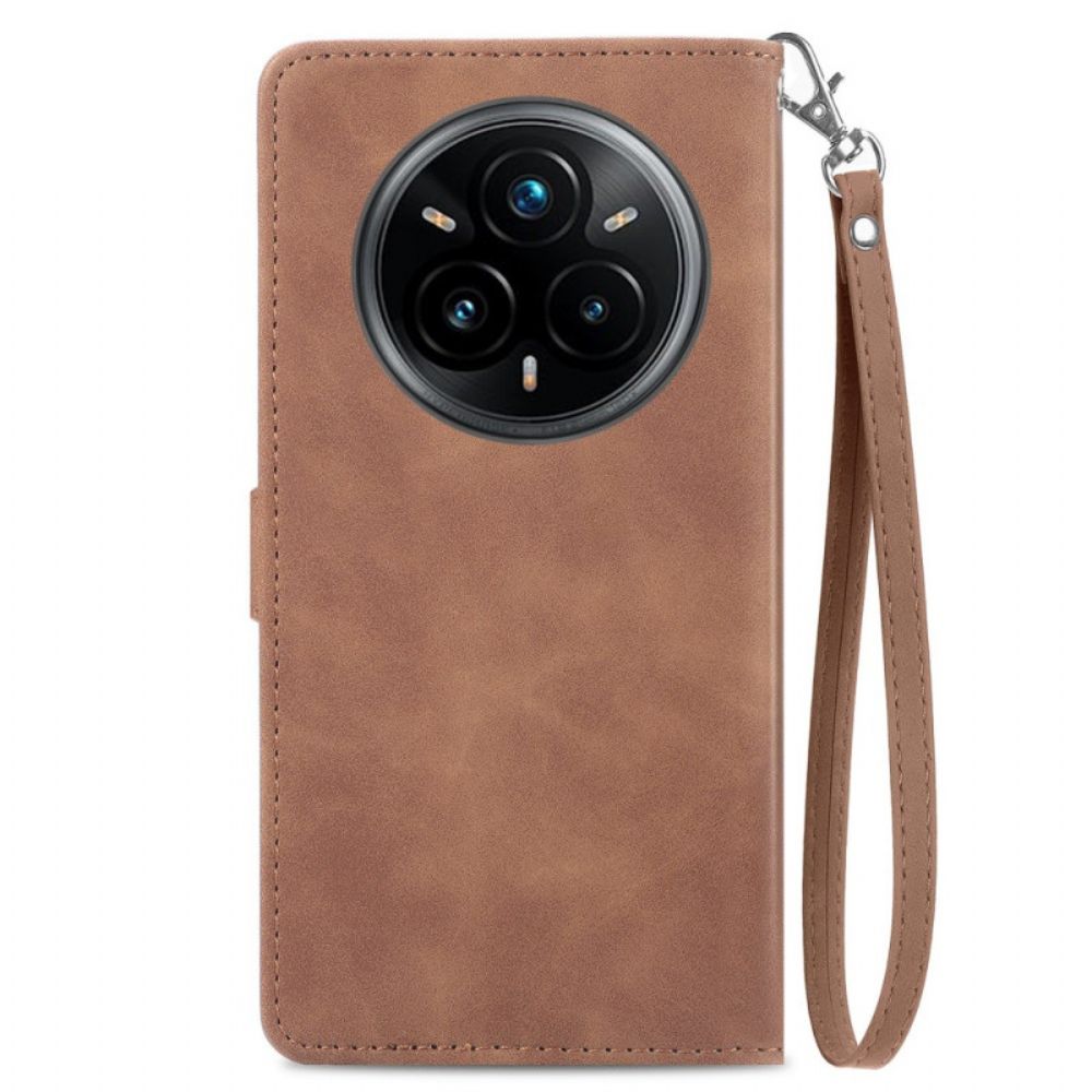 Bescherming Hoesje Realme 14 Pro 5g Suède Kant-effect Met Etui En Riem