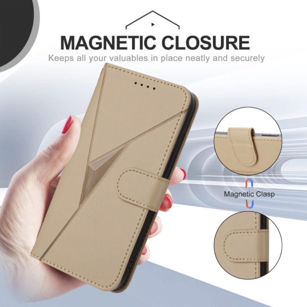 Flip Case Leren Realme 14 Pro 5g Driehoekig Patroon