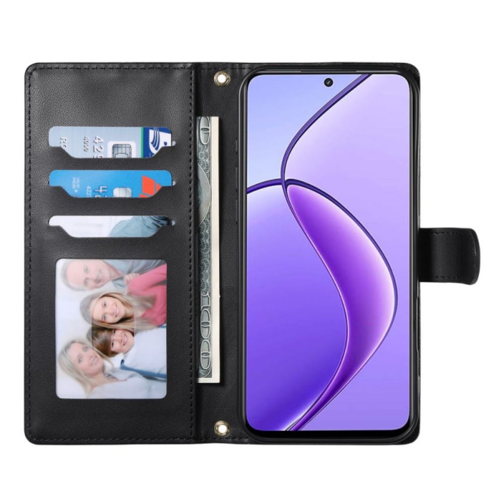 Flip Case Leren Realme 14 Pro 5g Gewatteerd Ontwerp Met Bandje En Schouderband