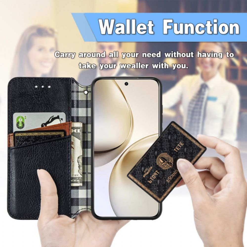 Folio-hoesje Realme 14 Pro 5g Telefoonhoesje Diamantrand Met Suède-effect