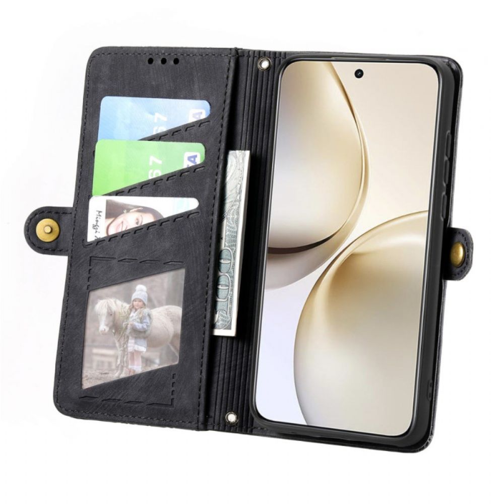 Folio-hoesje Realme 14 Pro 5g Telefoonhoesje Portemonnee Met Rits En Geometrisch Design