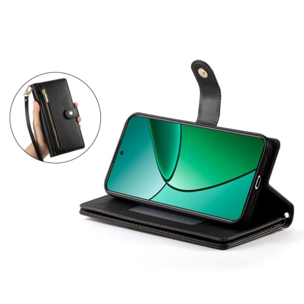 Leren Hoesje Realme 14 Pro 5g Portemonnee-ontwerp Met Bandje En Schouderband Bescherming Hoesje