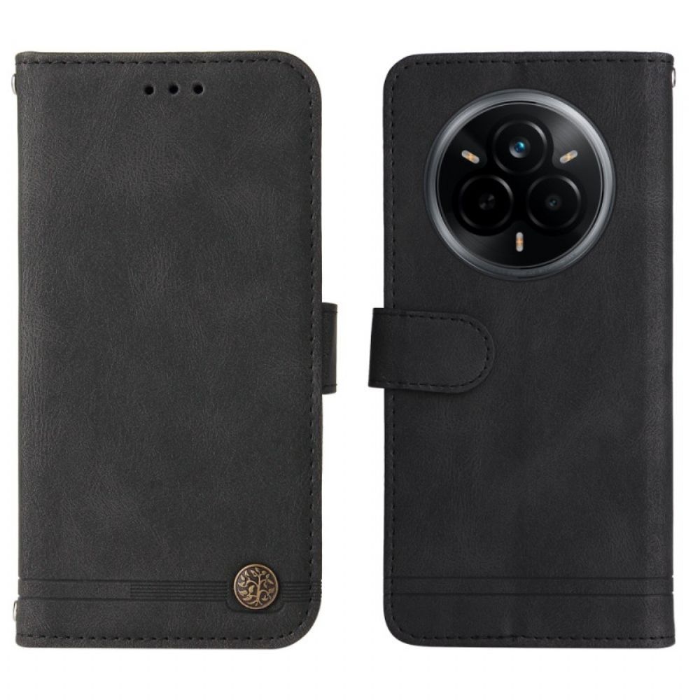 Leren Hoesje Realme 14 Pro 5g Suède-effect Met Klinknagels