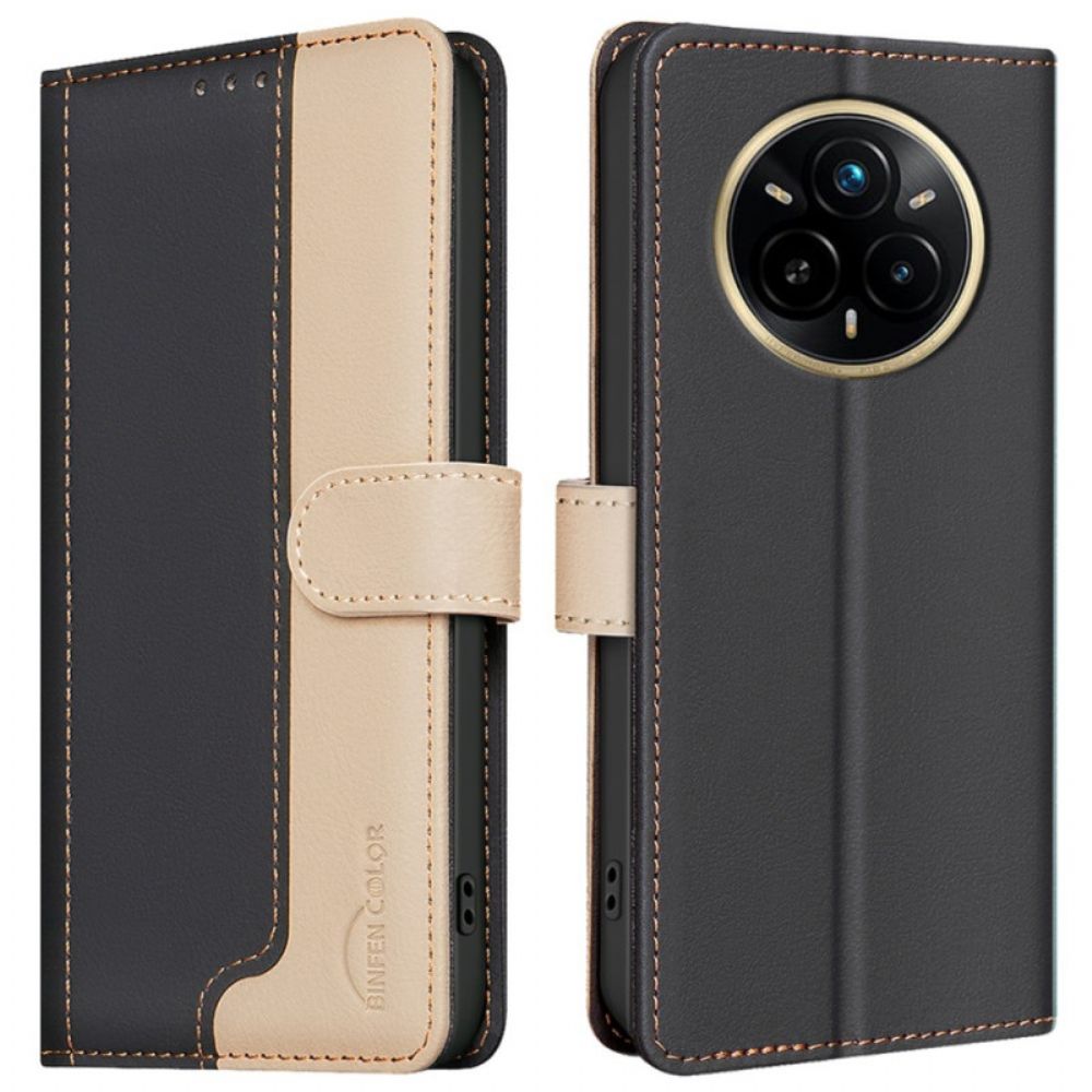 Leren Hoesje Realme 14 Pro 5g Tweekleurig Bescherming Hoesje