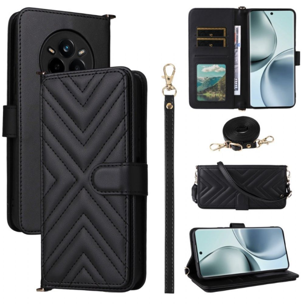 Leren Hoesje Voor Realme 14 Pro 5g Premium Met Schouderband