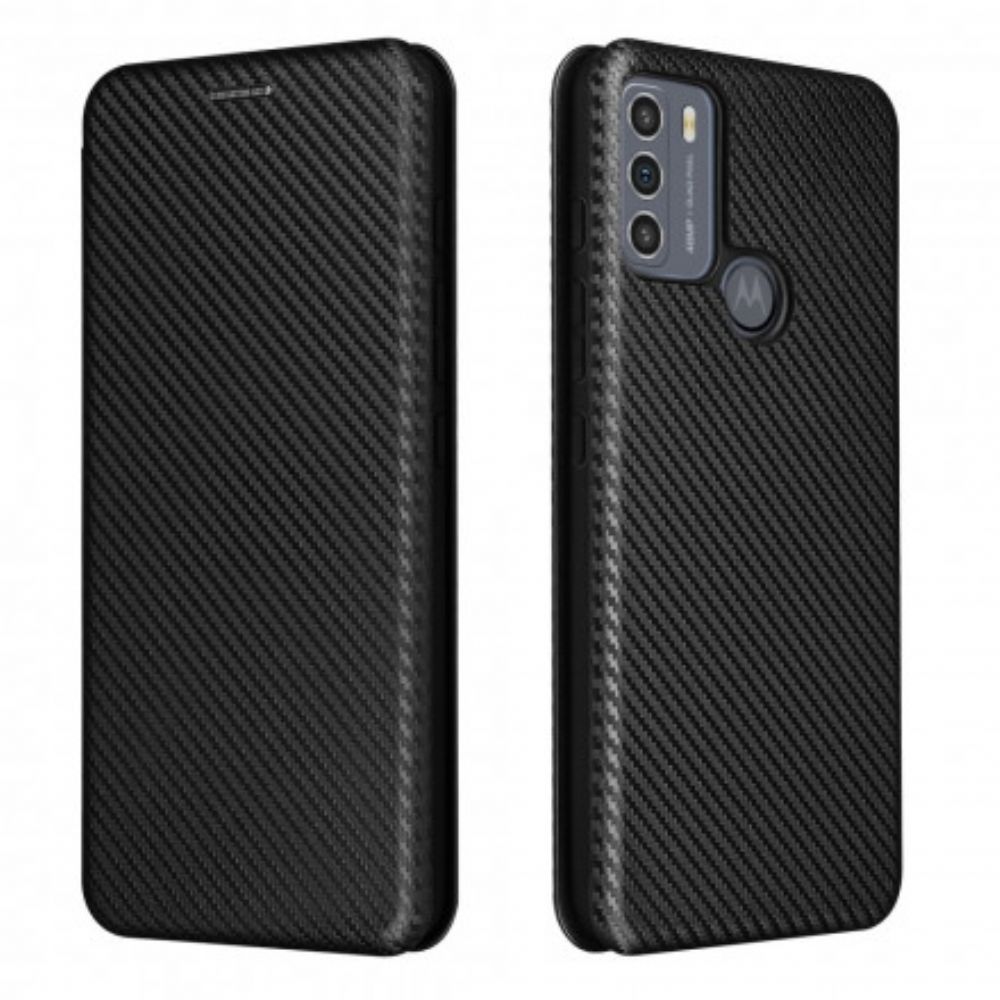 Bescherming Hoesje voor Moto G50 Folio-hoesje Siliconen Koolstof