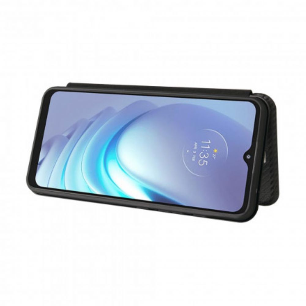 Bescherming Hoesje voor Moto G50 Folio-hoesje Siliconen Koolstof
