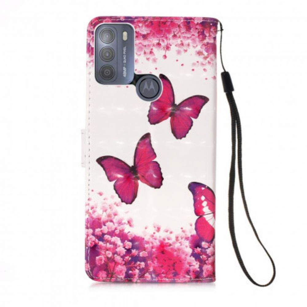 Flip Case voor Moto G50 Rode Vlinders