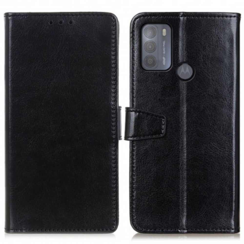 Folio-hoesje voor Moto G50 Eenvoudig Glanzend Leereffect